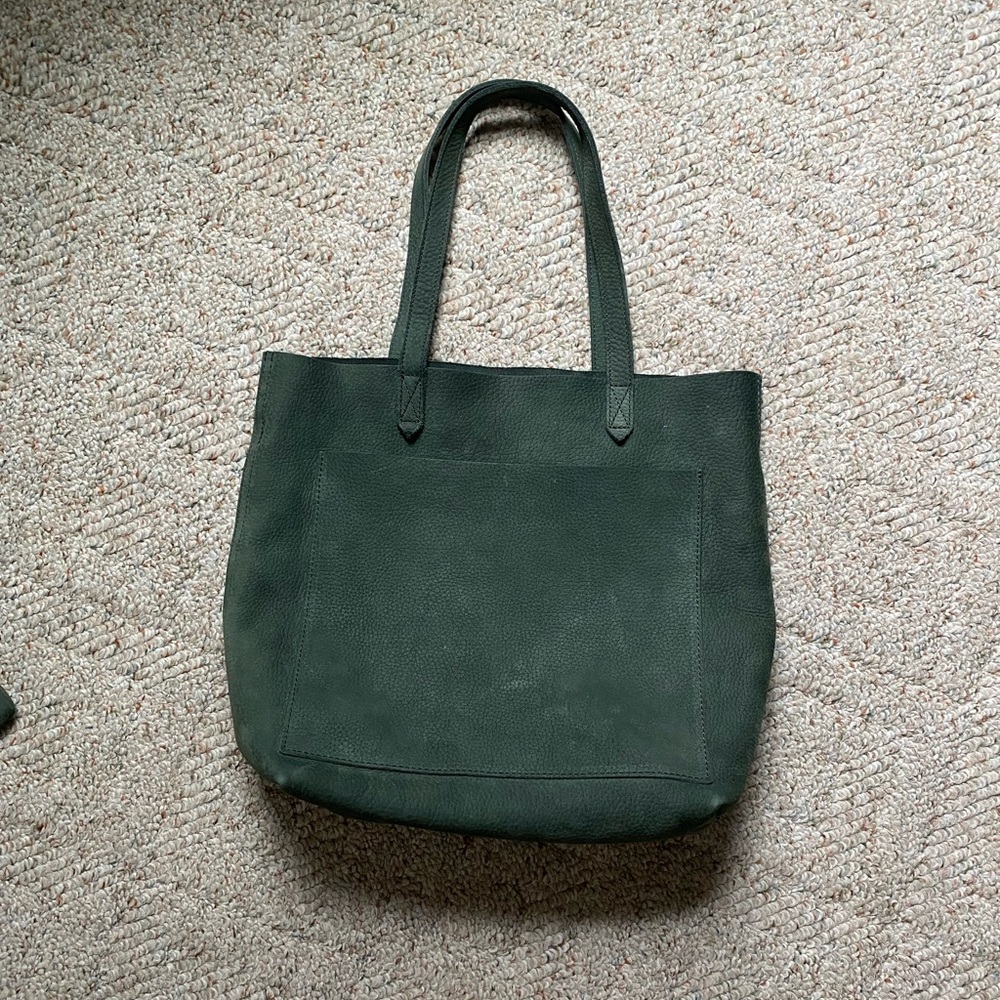 MADEWELL Suede Medium Transport Tote in a Forest Green